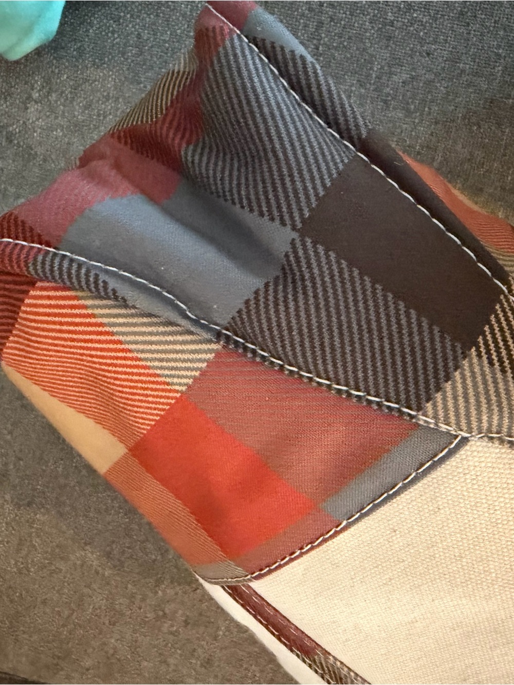 L.L. Bean Medium Plaid Boat & Tote in Cream, Red, Tan & Gray Apple Cider - Picture 6 of 7
